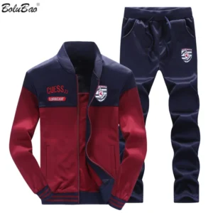 Men's Casual Sports Tracksuit Set – Navy & Gray
